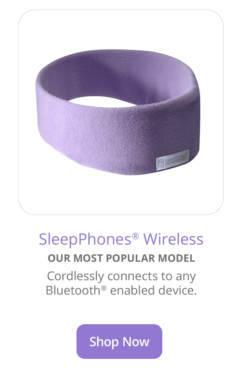 SleepPhones Wireless Sleep Headphones in Quiet Lavender Fleece